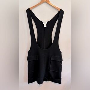 Sonia by Sonia Rykiel Black Wool Deep Plunge Dress Size L